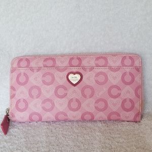 Coach Waverly hearts pink wallet
